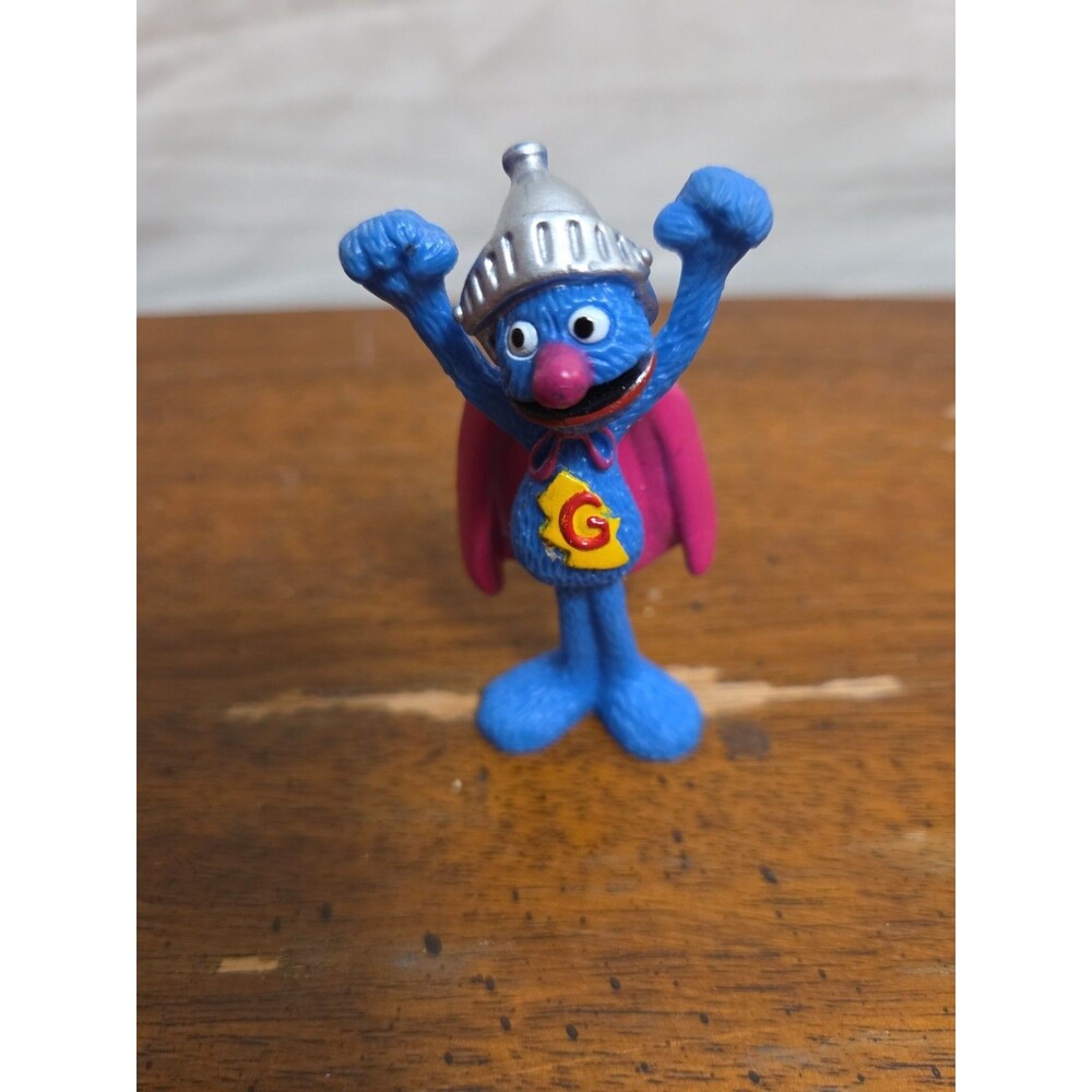 Sesame Street Super Grover Pvc Figure Helmet Cape Tyco Preschool 3 inch